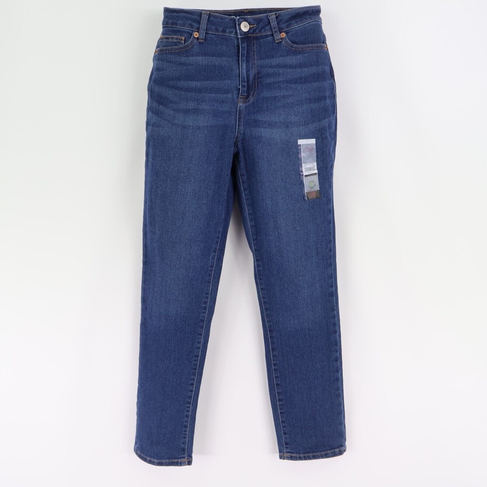 NOBO No Boundaries High Rise Mom Jeans Juniors Size 1 Blue Dark Wash Stretch NWT